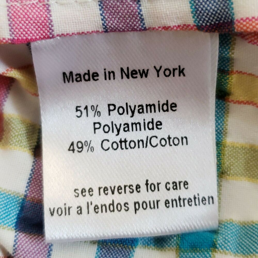 CAROLINE CONSTAS Lou off the shoulder gingham seersucker blouse top in rainbow S - Picture 6 of 7